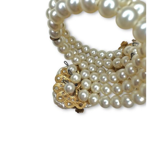 Miriam Haskell Faux Pearl Aurora Borealis Necklace Bracelet Earrings Set - Picture 10 of 13